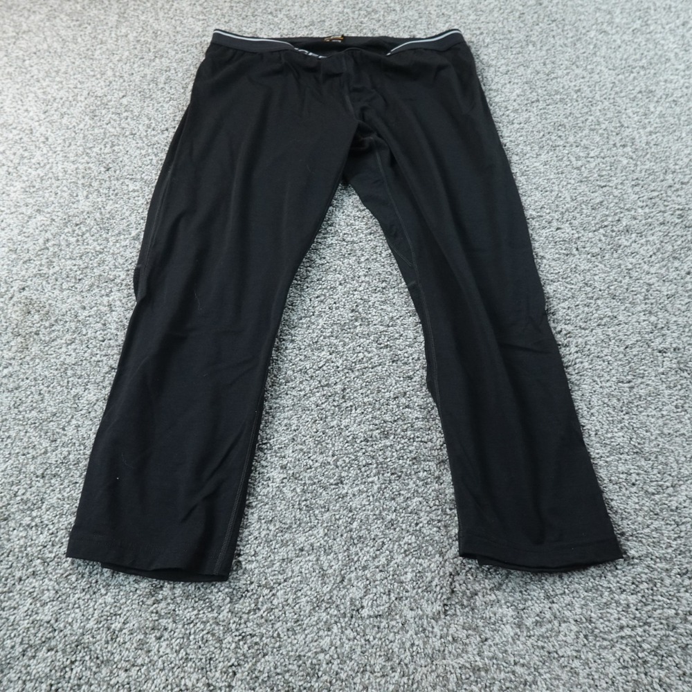 Icebreaker Leggings Mens 2XL Black Merino Wool BodyFit Pants Base Layer Thermal